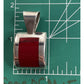 Heavy Sterling Silver Red Stone Pendant 925 Modern Rectangular Statement