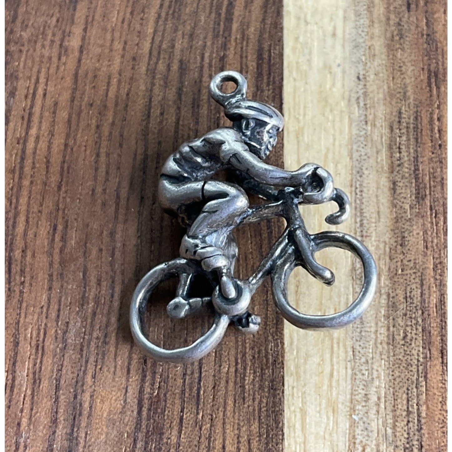 925 Sterling Silver Bicyclist Charm