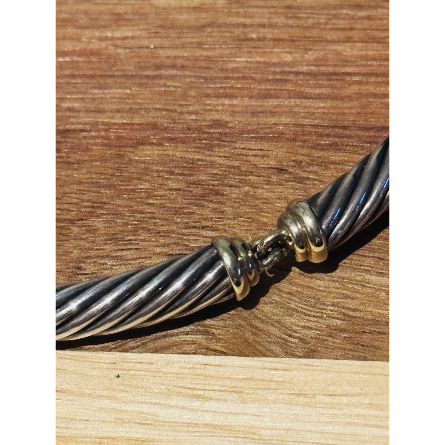 David Yurman Sterling Silver & 14k Gold Classic 7mm Cable Choker Necklace 15.5"