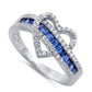 Brand New Exotic Heart Blue Sapphire CZ Sterling Silver Ring Size 7.5