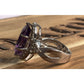 Sterling Silver Amethyst Halo Ring 925 Purple Stone Cocktail Statement Ring 7.5