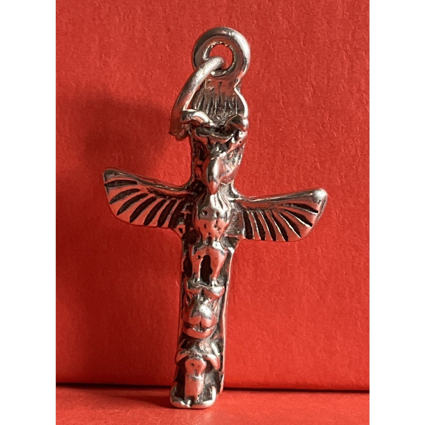 Vintage Sterling Silver Totem Pole Thunderbird Charm