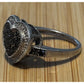 Vintage Sterling Silver Black and White Moissanite Heart Cluster Ring Size 7.5