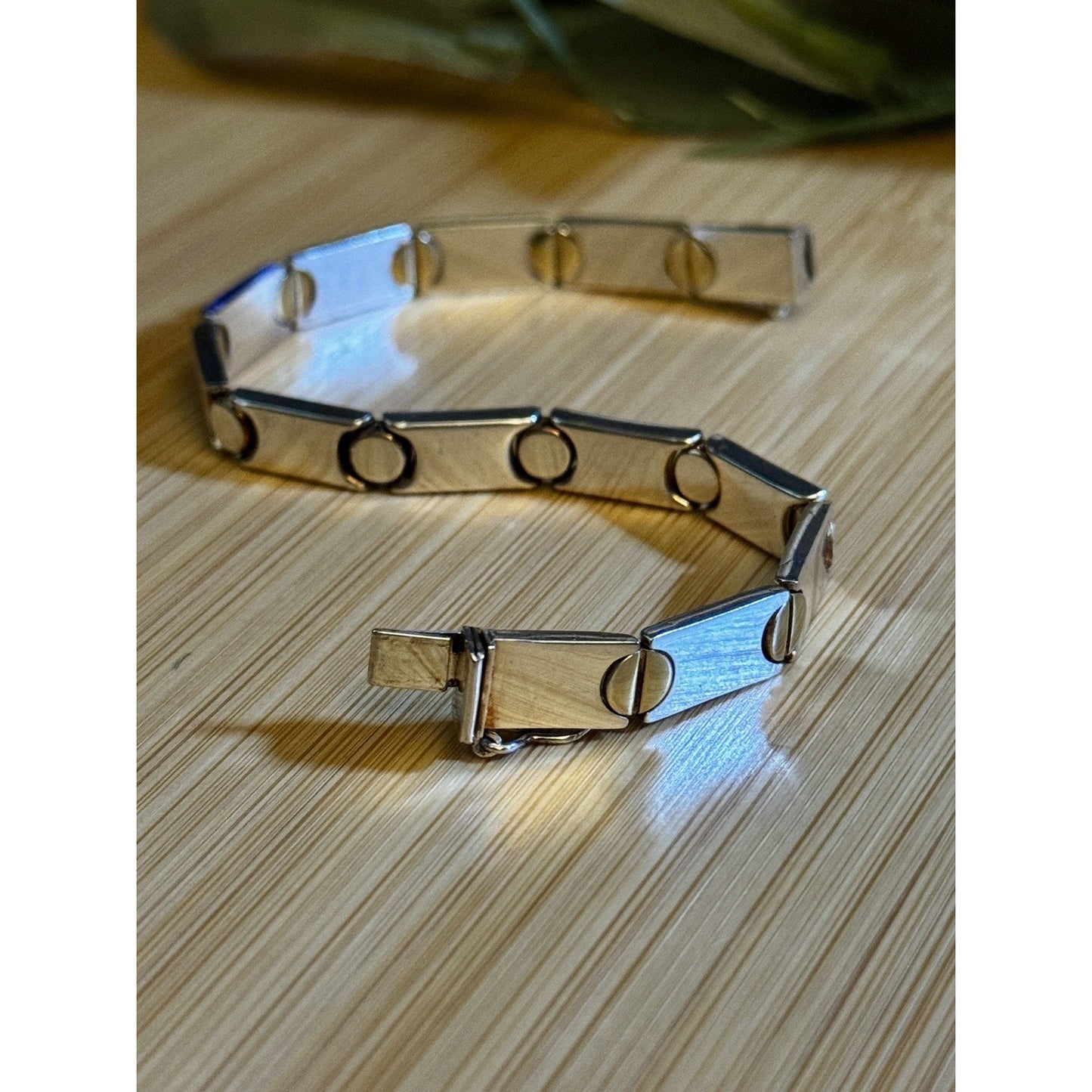 Vintage Milor Italy 925 Sterling Silver Gold Tone Screw Link Bracelet 7.5”