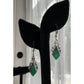 Vintage Green Onyx Art Nouveau Vines Sterling Silver Earrings