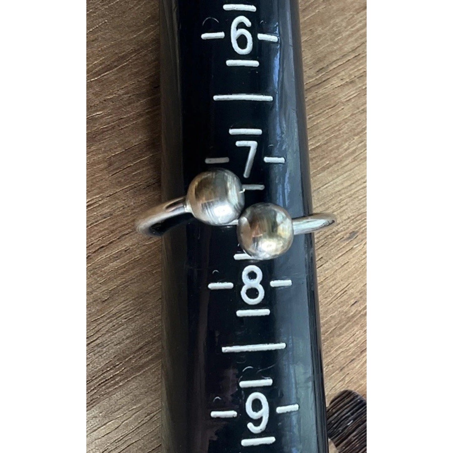 Sterling Silver Double Ball Crossover Ring Minimalist Open Ring Size 7.5
