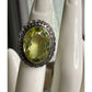 Vintage Sterling Silver Peridot Ring Size 5 Oval Yellow Green Gemstone Size 5
