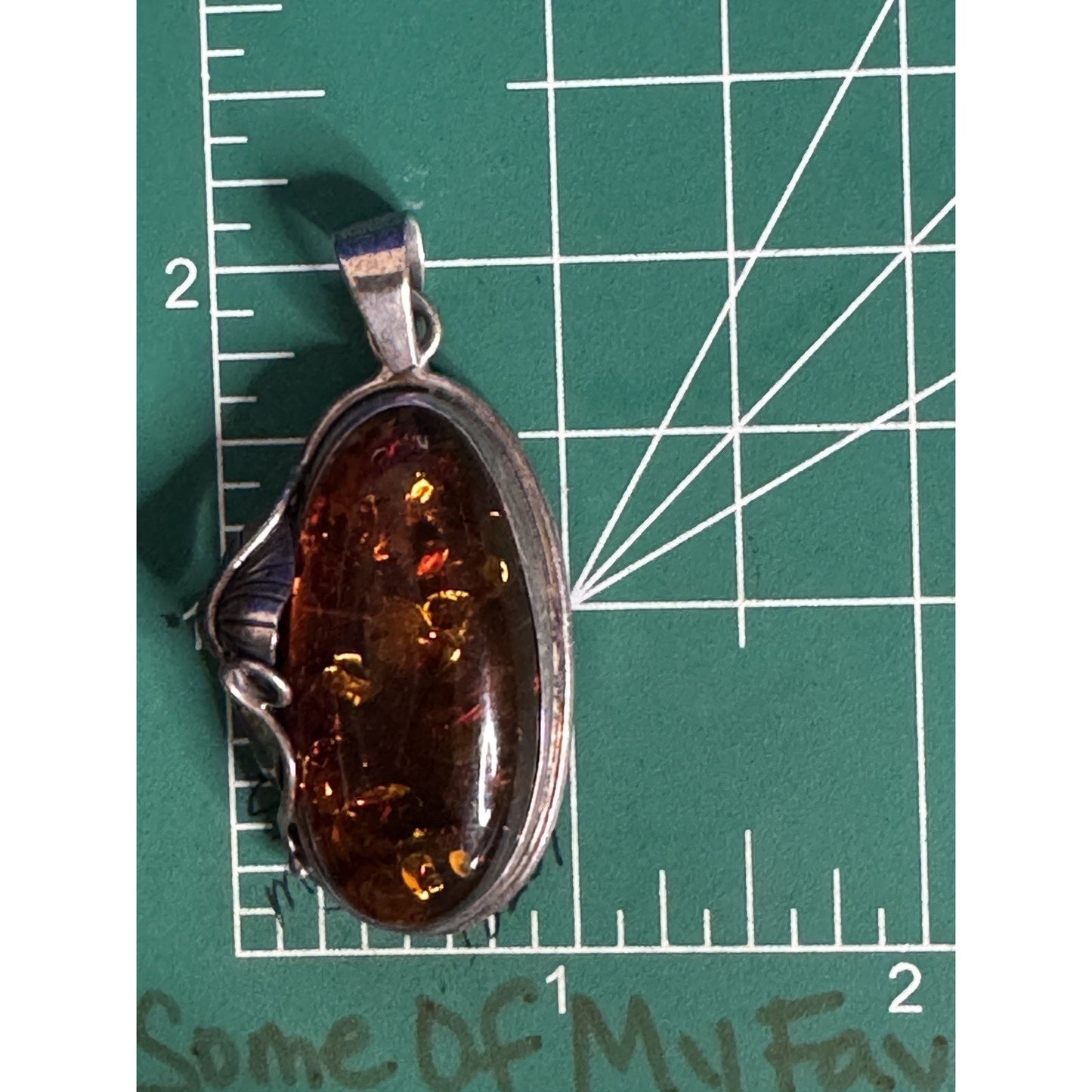 Vintage Baltic Amber Sterling Silver Pendant 17.9g 2” Tall Large Natural Amber