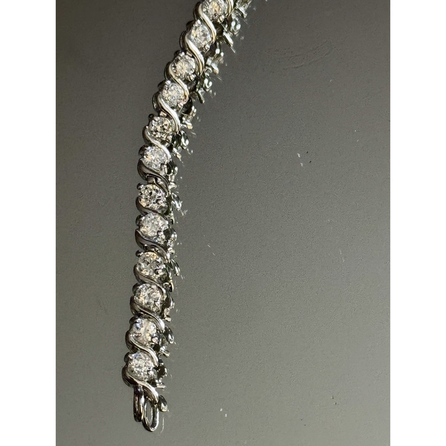 Vintage Sterling Silver CZ Tennis Bracelet 925 Signed 925 CZ 8” Bracelet