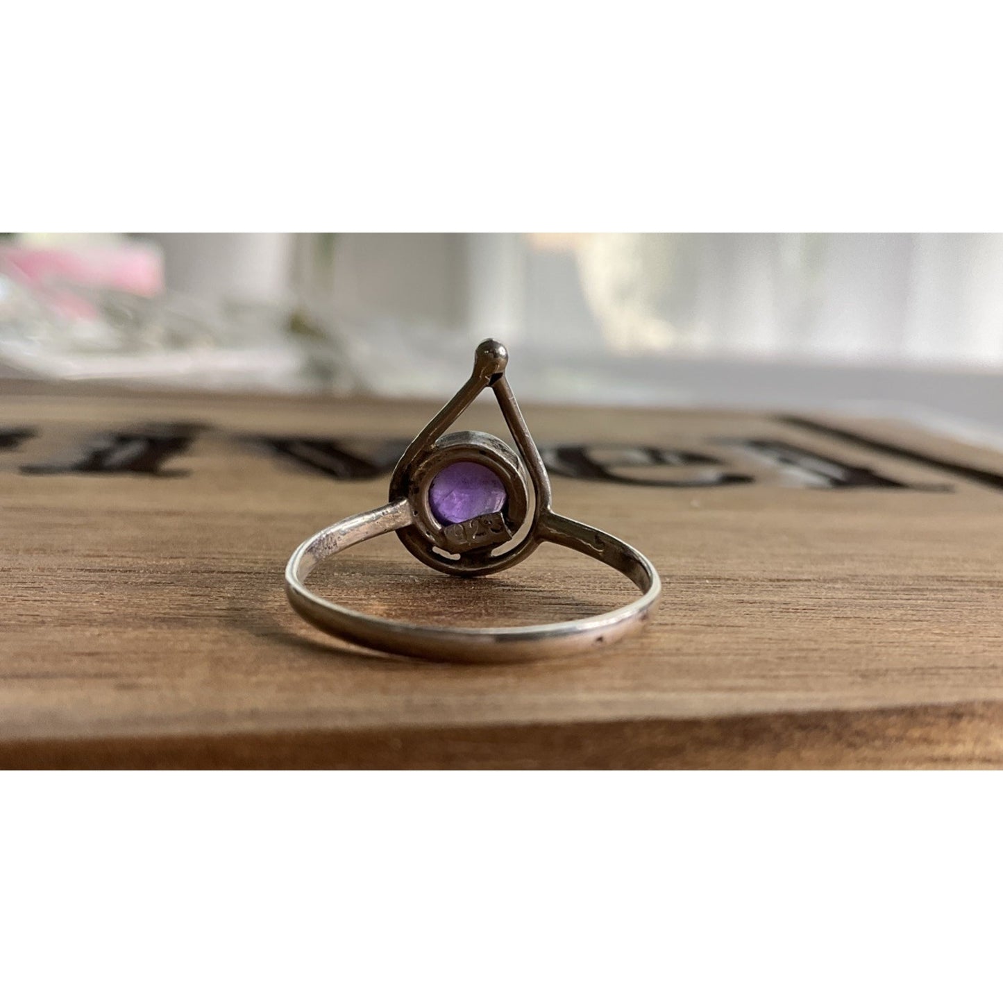 Vintage 925 Sterling Silver Purple Amethyst Cabochon Ring