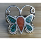Vintage Sterling Silver Crushed Turquoise Native American Butterfly Ring Sz 5.5