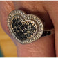 Vintage Sterling Silver Black and White Moissanite Heart Cluster Ring Size 7.5