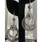 Vintage DGS Sterling Silver Turkey Filigree Crescent Moon Floral Dangle Earrings
