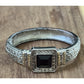 Black Stone Hinged Bangle Bracelet Silver And Gold Tone Designer Style