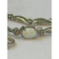 925 Sterling Silver Opal Cabachon Moissanite Bracelet 7.5” White Fire Opal 6g
