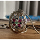 Vintage Sterling Silver Locket Necklace 925 Italy GRP Multi Stone