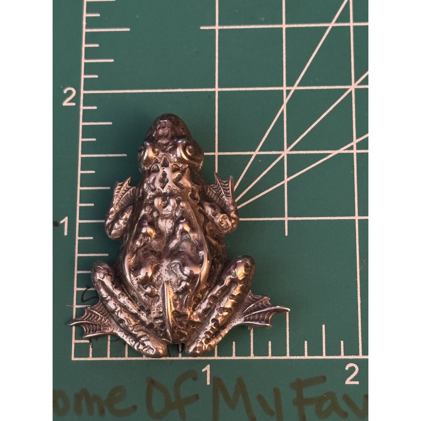 Vintage Sterling Silver Frog Brooch Pin 3D Textured 2.75” Artisan Signed 7.7 gr