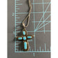 Vintage Sterling Turquoise Native American Signed Cross Pendant & 24” Chain 925