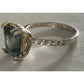 Vintage Sterling Silver Moss Agate Ring Size 8 Emerald Cut Dendritic Style 925