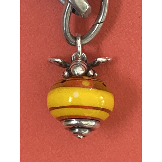 James Avery Retired Silver Finial Original Release Honey Bee Glass Art Bead Pre-Owned
