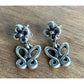 Brand New Retired James Avery Sterling Silver Butterfly And Flower Earrings