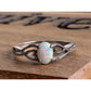 316L Stainless Steel White Opal Ring Lab Opal Solitaire Statement Ring Size 10