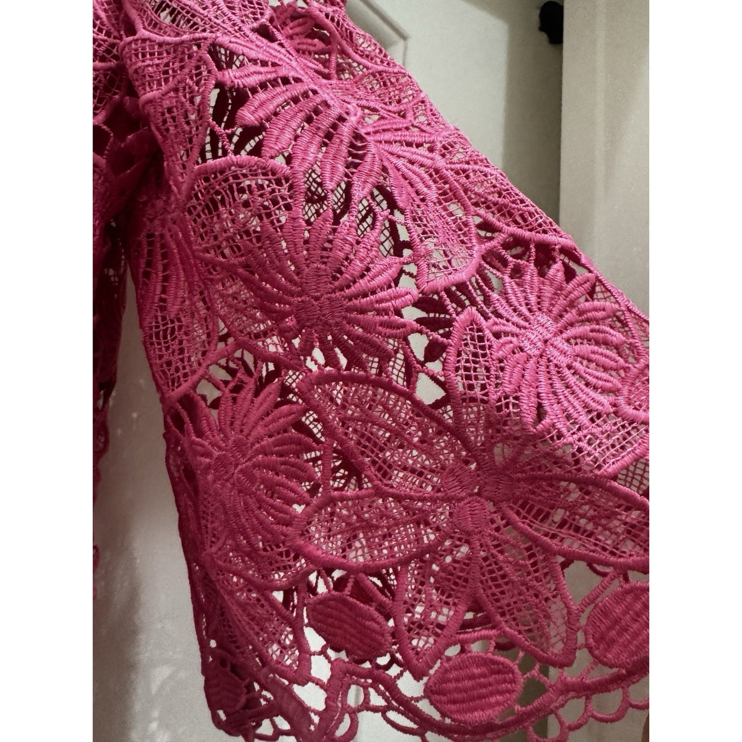 Kobi Halperin Edna Cold Shoulder Embroidered Floral Lace Pink Dress Size 6