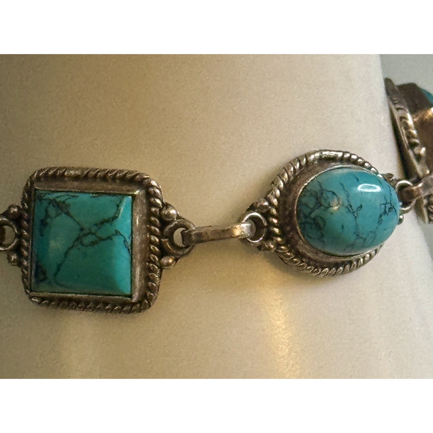 Vintage 925 Sterling Turquoise Bracelet 22.7g Adjustable Toggle Southwest Style