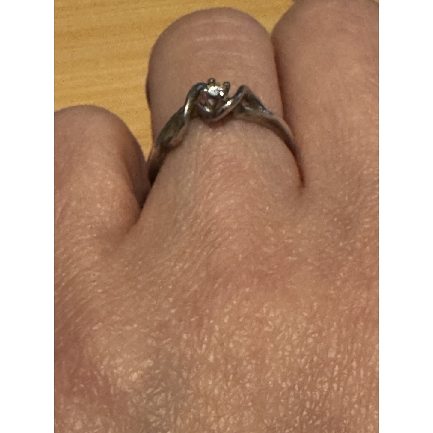 Vintage Sterling Silver SR Diamond Wave Sweetheart Promise Ring Size 5.5