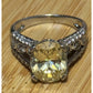 Vintage 925 JS Sterling Silver Yellow Quartz Gemstone Statement Ring Size 7.5