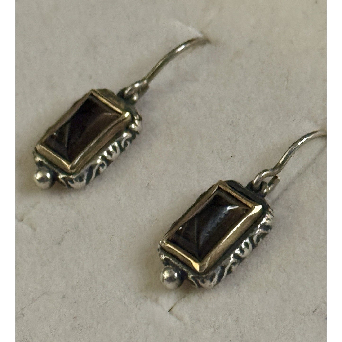 Pre owned James Avery Retired Graciela Smoky Quartz Earrings Sterling Silver And 14K gold