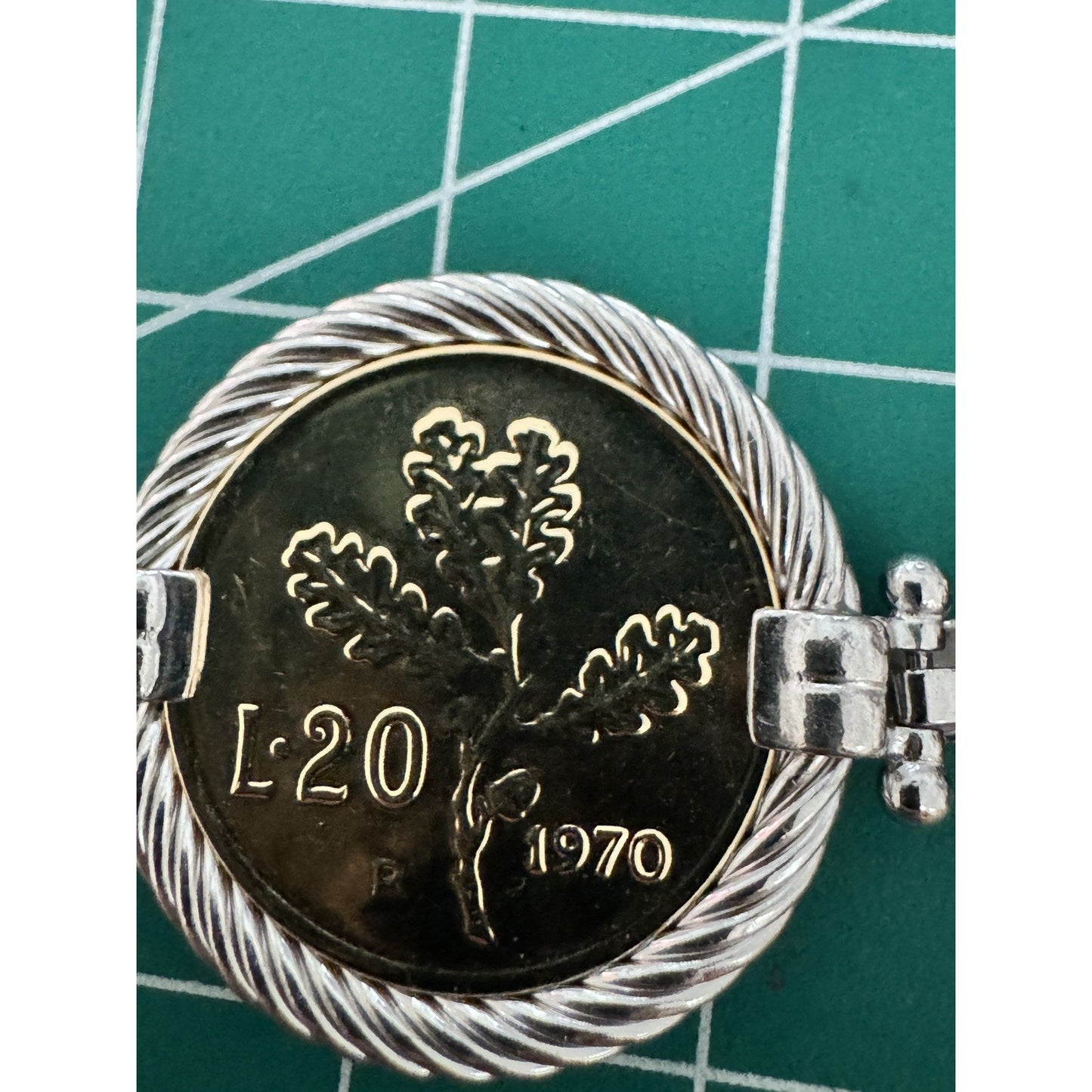 Vintage Italian Sterling Silver Bracelet Five Genuine Italian 20 Lire Coins 44g