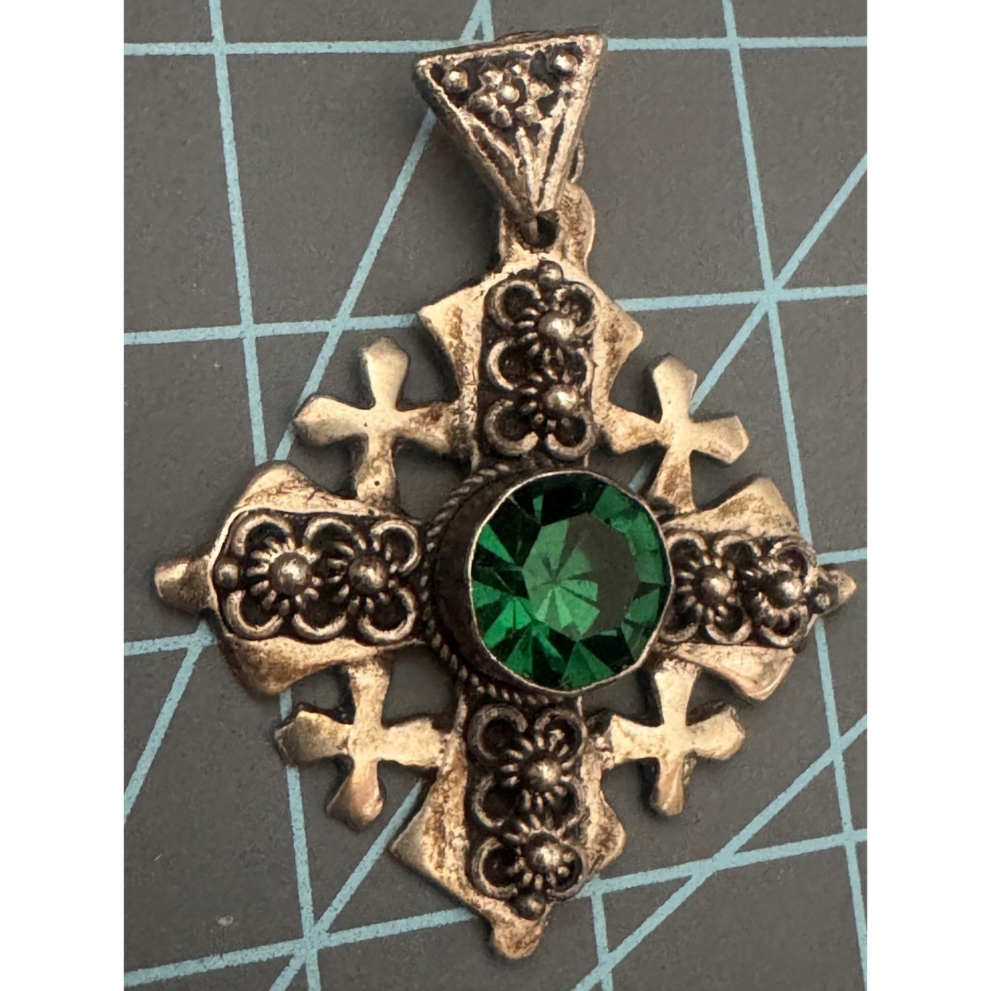 Vintage 935 Sterling Silver Jerusalem Crusaders Israeli Holy Land Cross Pendant