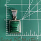 Sterling Silver Green Malachite Square Pendants .925 Modernist Statement Jewerly