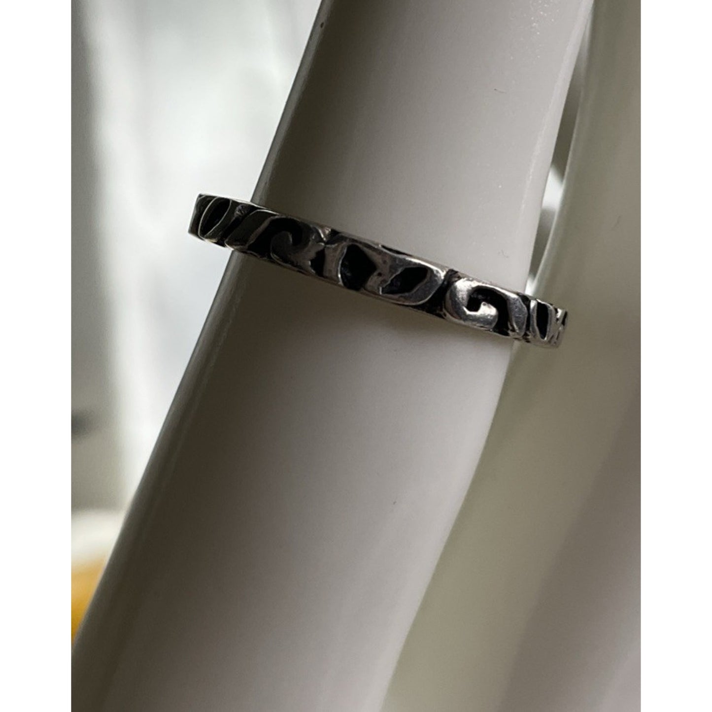 THAI925 Sterling Silver Scroll Vine Band Ring Size 6.25 Stackable Floral Ring