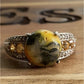Vintage Bumblebee Jasper Yellow Green Cabochon Sterling Silver Ring Size 8.5