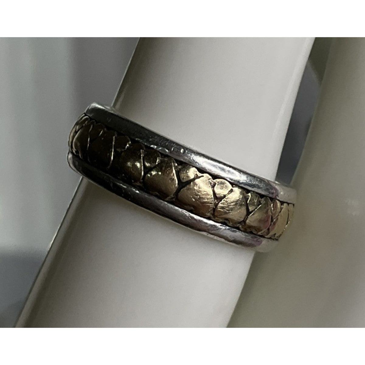 James Avery Retired Sterling Silver And 14K Gold Eternity Heart Band Ring Size 6
