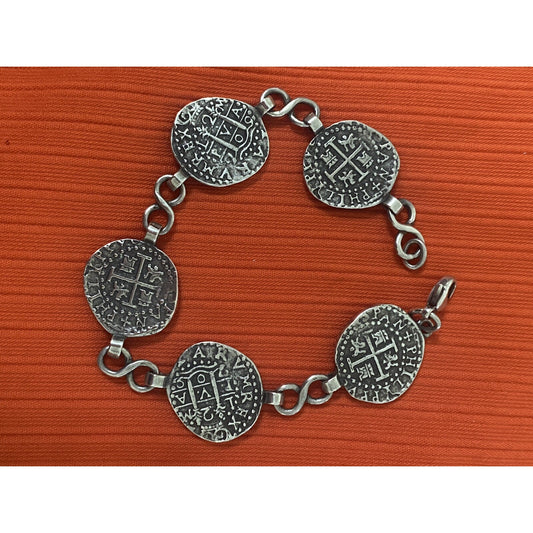 James Avery Retired HTF Rare Silver Pieces of Eight Bracelet