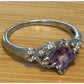 Sterling Silver Amethyst Princess Cut Ring Purple Gemstone Ring Size 9.5