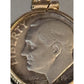 Vintage 1949 Roosevelt Dime 90% Silver Pendant Charm In 10K Gold WPC Bezel