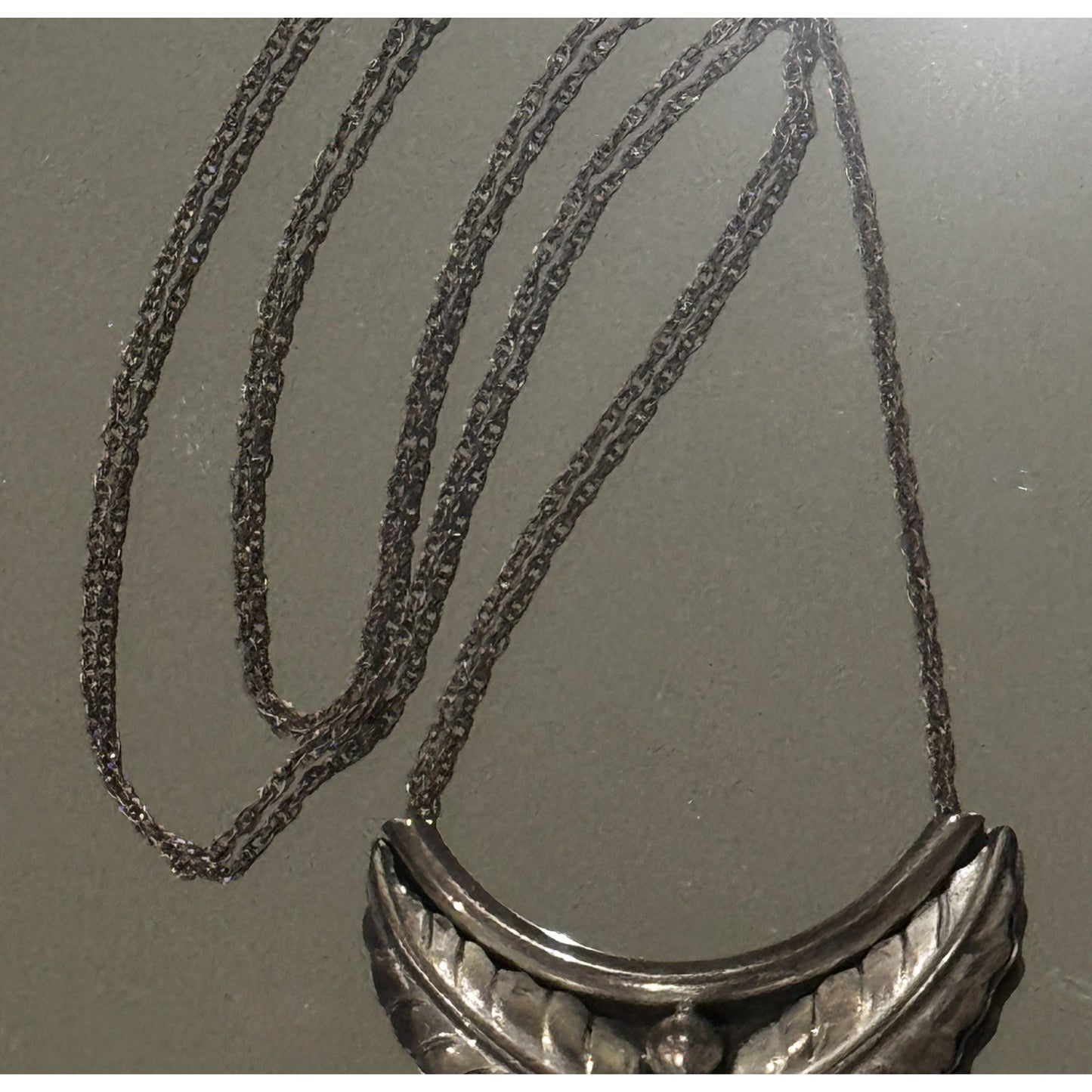 Vintage Navajo Sterling Silver Pink Conch Dangle Feather Necklace Signed S Cline