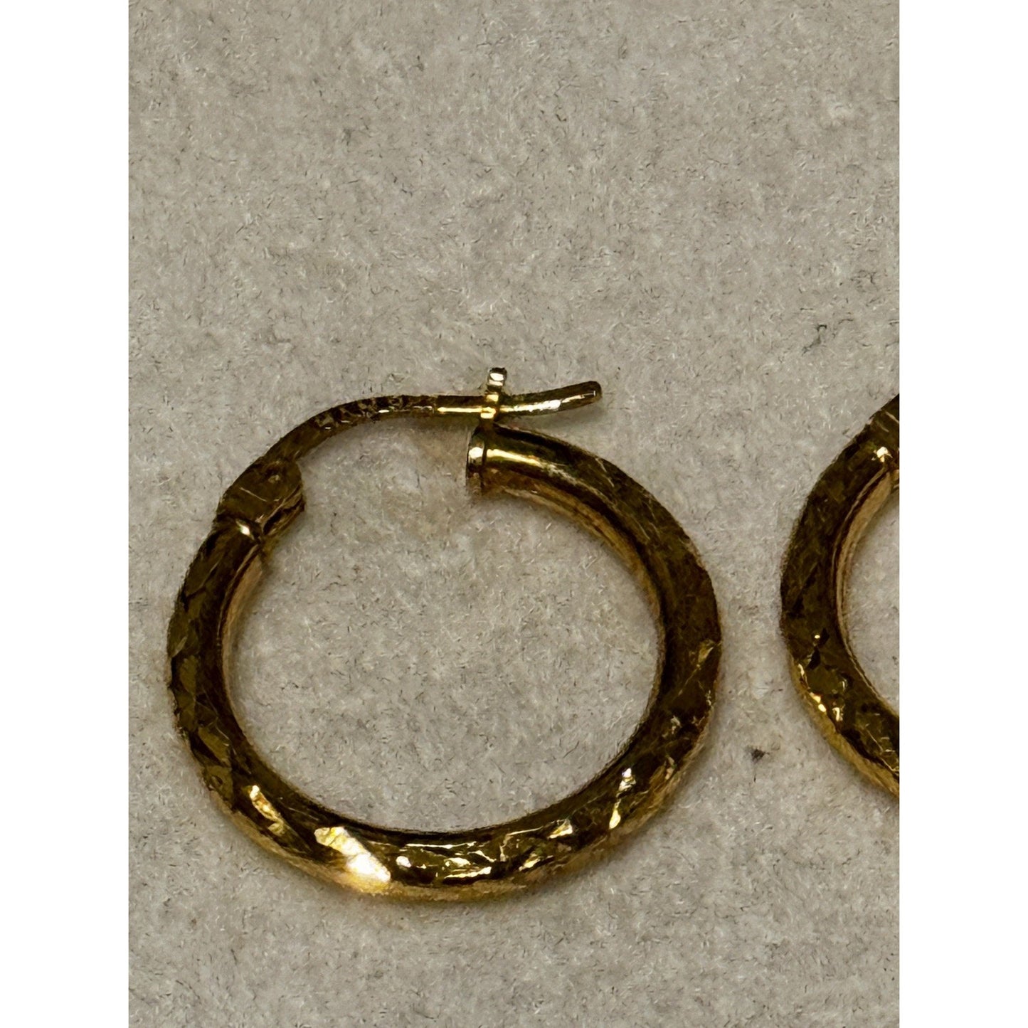 Vintage HAN 925 Gold Tone Sterling Silver Textured Oval Hoop Earrings
