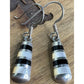 Vintage Zuni Black & White Onyx Mother of Pearl Inlay Signed PD Dangle Earrings