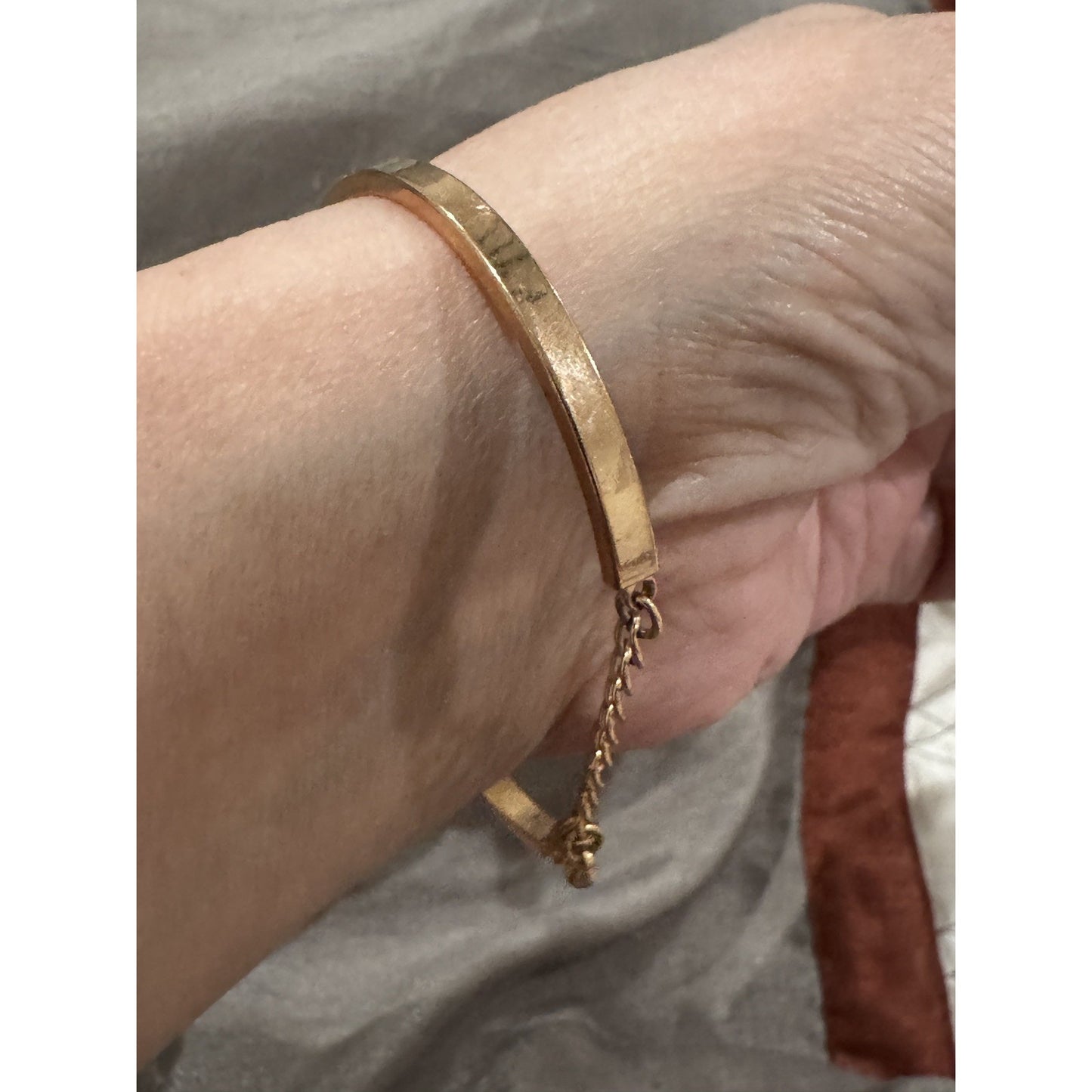 Michael Kors Rose Gold Pave Crystal MK Circle Hinged Adjustable Bracelet