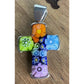 Sterling Silver Allan K Millefiori Murano Floral Glass Cross Pendant