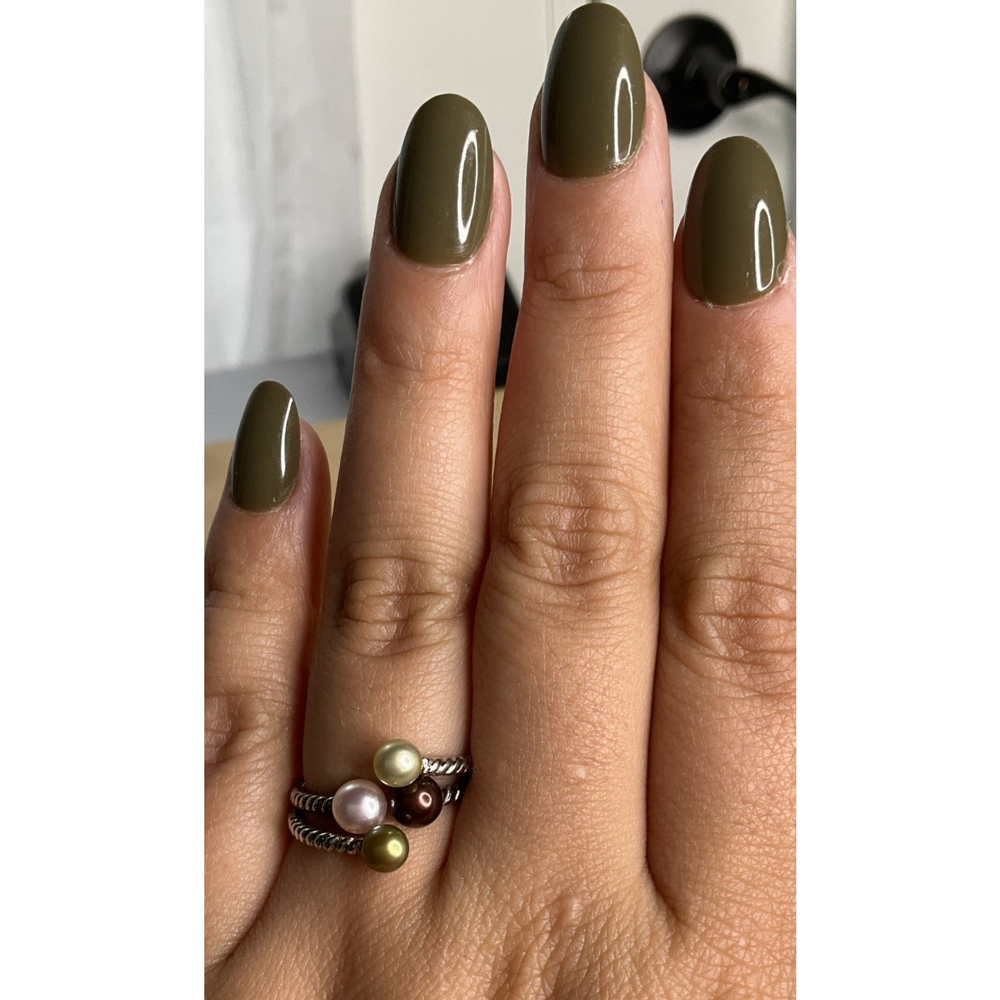 Sterling Silver 925 Multicolor Pearl 3 Row Rope Wrap Ring Size 7.5