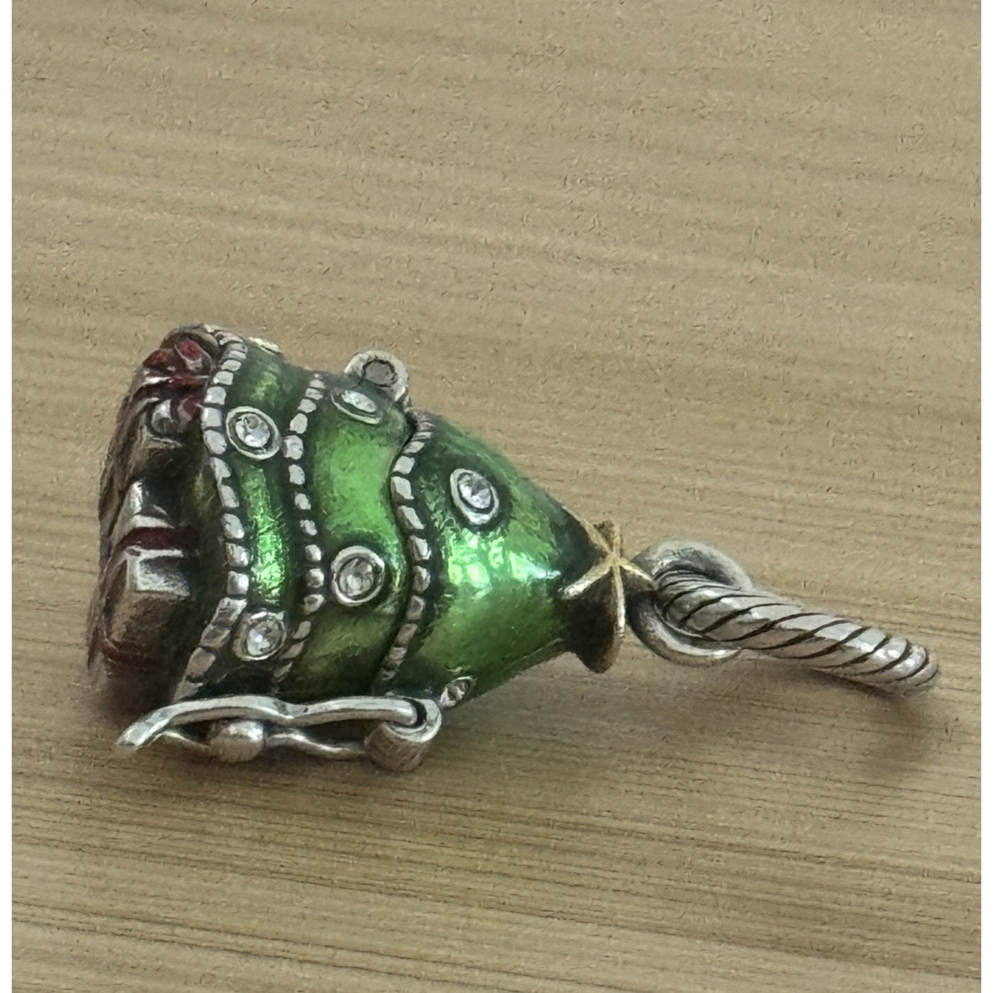 Brand New Brighton Enameled Merry Christmas Tree Opens Up Santa Charm Or Pendant