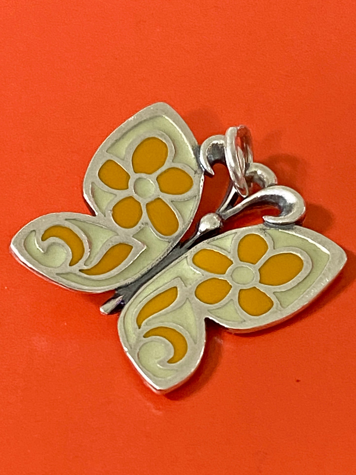 Preowned James Avery Retired Hard to Find Yellow Enameled Butterfly Pendant