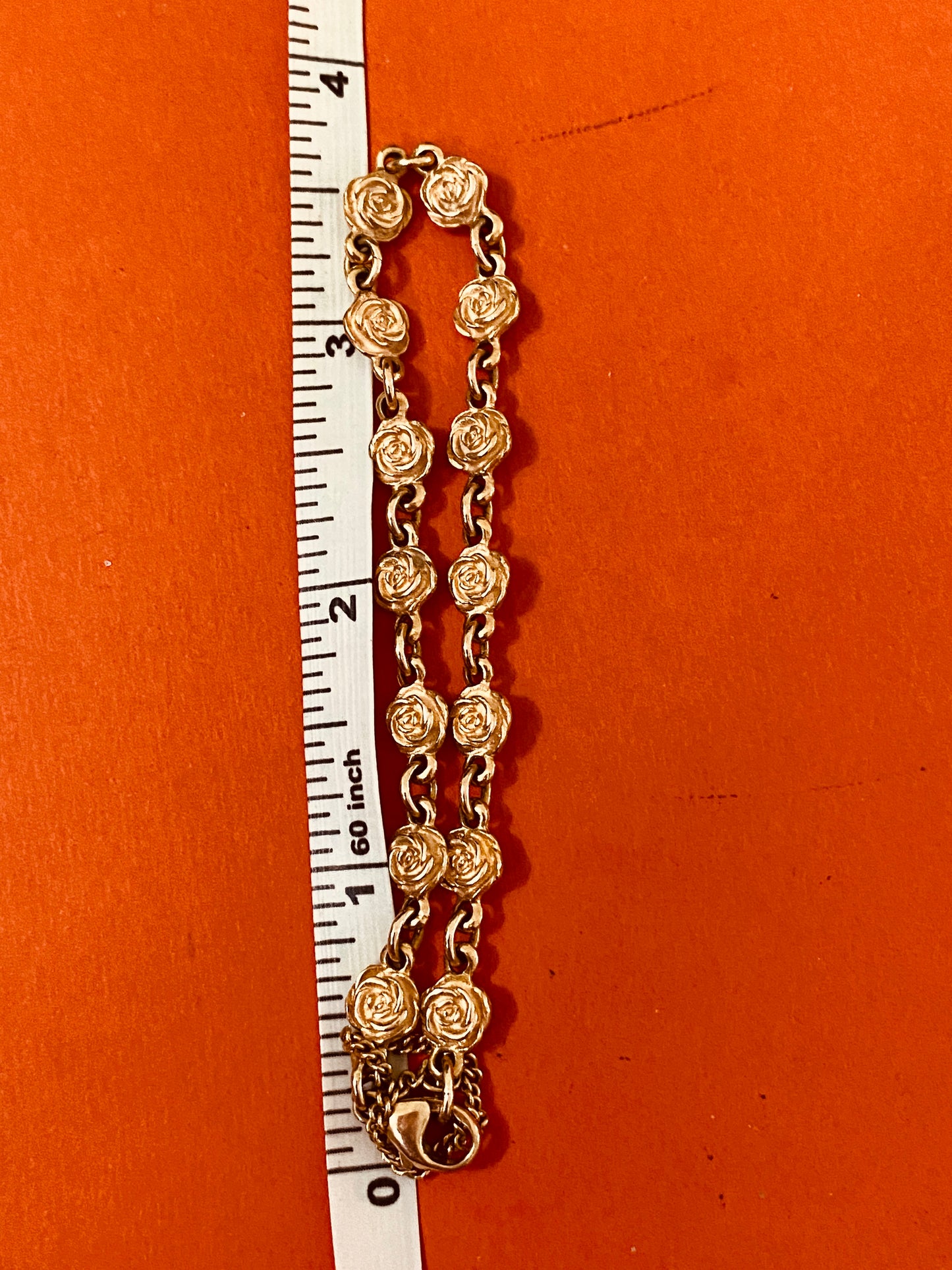 Preowned James Avery Retired Hard to Find 14k Gold Rose Bracelet 7.5”