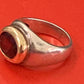 Preowned James Avery Retired Hard to Find Regent Oval Garnet Silver and 14k Gold Ring 5.5